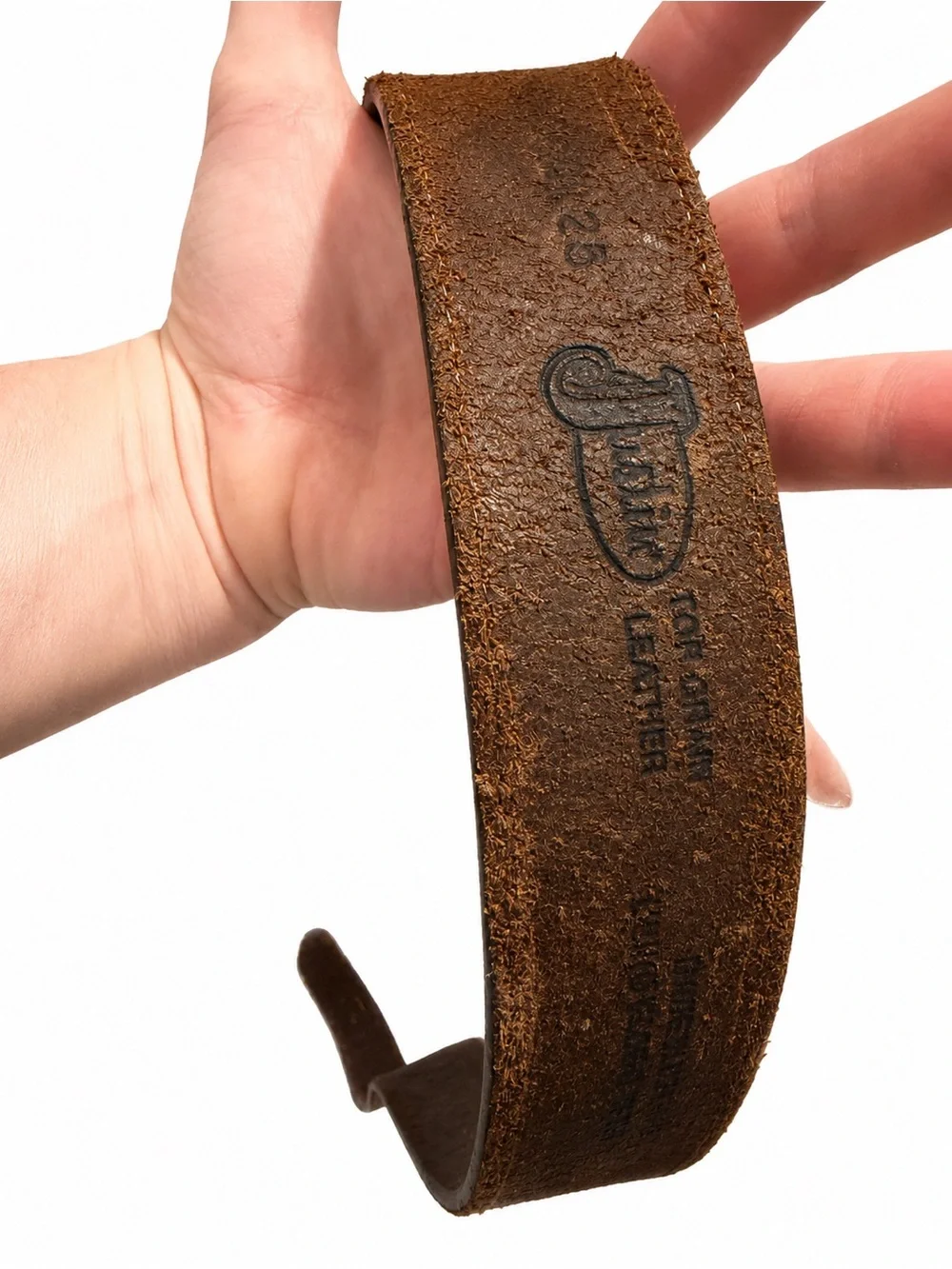 Justin Boots Brown Leather Belt with Brass-Tone Buckle
